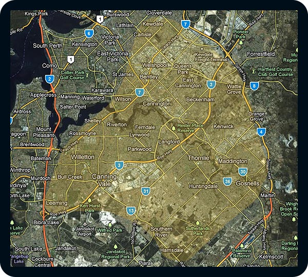 Perth Auto Electrician - Service Area Map
